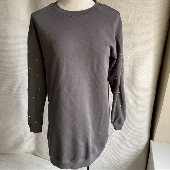 Italian S/M Luxury Sweatshirt Dress Silver Studded - Picture 5 of 8
